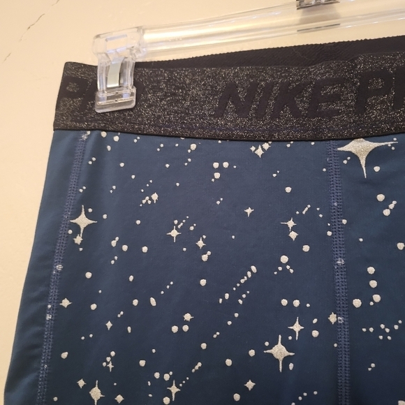 Nike Pro Women's Starry Night Metallic Tights Teal Blue Dri-fit - Picture 3 of 5